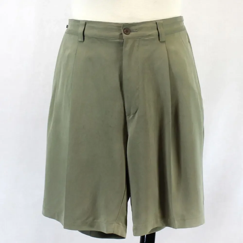 Tommy Bahama 100% Silk Olive Casual Shorts Men's Size 34